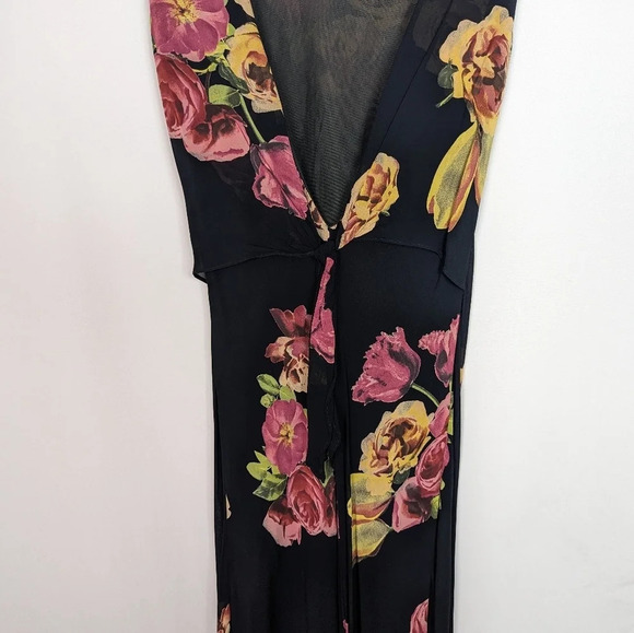 Vintage 80- 90's Y2K LINDISSIMA sz 6 Floral Maxi Gown Dress Open Back Chiffon - Picture 7 of 13
